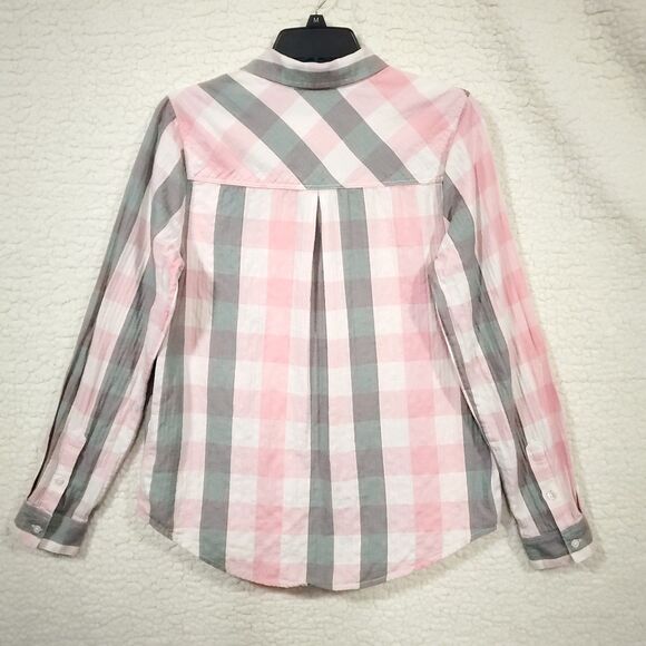 Lucky Brand Top Womens Sz S Pink Plaid Flannel Button Up Long Sleeve Soft Cotton - Picture 2 of 16